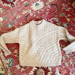 J. Crew Cream Cable-Knit Crewneck Sweater